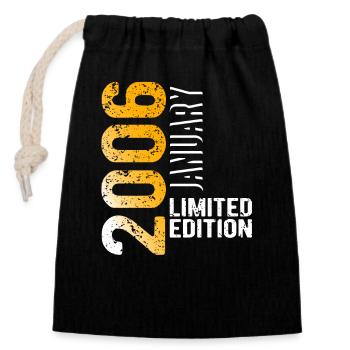 Janvier 2006 Édition Limitée Année de naissance - Sac cadeau en coton avec cordon (14 x 20 cm) - noir - Devant