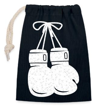 Boxhandschuhe weiß - Verschließbarer Geschenkbeutel aus Baumwolle (14x20cm) - Navy - Vorne