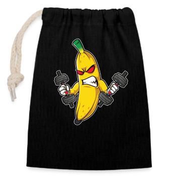 Fitness Banana Workout Routine Training Gym - Closable cotton gift bag (14x20cm) - black - Front