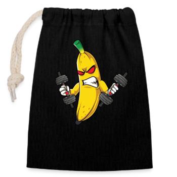 Fitness Banana Workout Routine Training Gym - Closable cotton gift bag (14x20cm) - black - Front