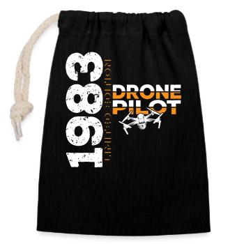 1983 Drone Drones Drone Pilot Limited - Sac cadeau en coton avec cordon (14 x 20 cm) - noir - Devant