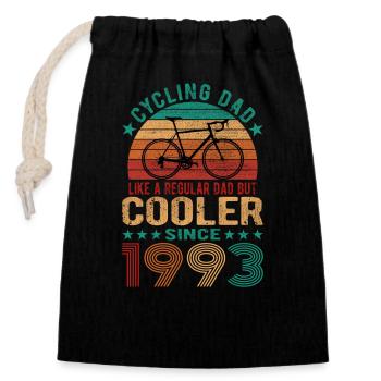 Cycling Dad Like A Regular Dad Cooler Since 1993 - Verschließbarer Geschenkbeutel aus Baumwolle (14x20cm) - Schwarz - Vorne