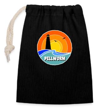 Ostsee Leuchtturm Pellworm - Verschließbarer Geschenkbeutel aus Baumwolle (14x20cm) - Schwarz - Vorne