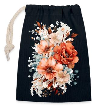 Blumen - Verschließbarer Geschenkbeutel aus Baumwolle (14x20cm) - Navy - Vorne