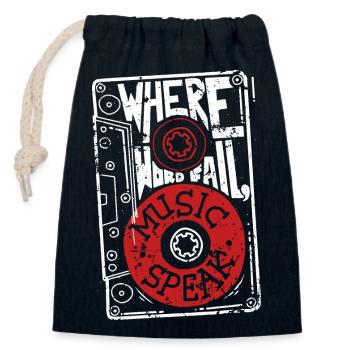 Where Words fail, Music Speak - Verschließbarer Geschenkbeutel aus Baumwolle (14x20cm) - Navy - Vorne