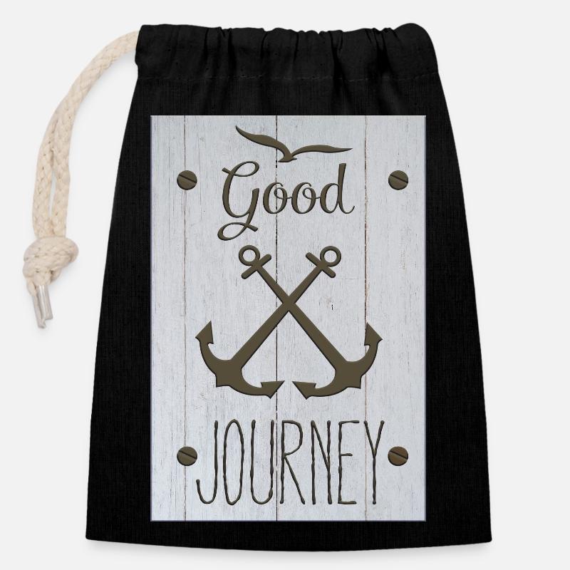 Bon voyage - Sac cadeau en coton avec cordon (14 x 20 cm) - noir