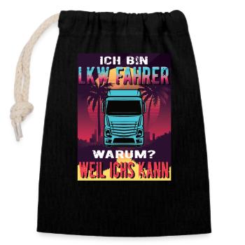 LKW Fahrer Sunset Eurotruck - Verschließbarer Geschenkbeutel aus Baumwolle (14x20cm) - Schwarz - Vorne