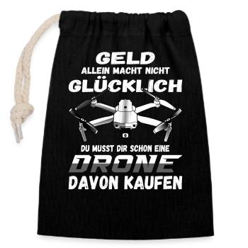 Drohnenpilot Whoop Copter FPV UAS Pilot Drone - Verschließbarer Geschenkbeutel aus Baumwolle (14x20cm) - Schwarz - Vorne