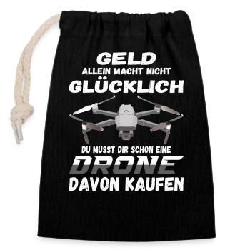 Drohnenpilot Whoop Copter FPV UAS Pilot Drone - Verschließbarer Geschenkbeutel aus Baumwolle (14x20cm) - Schwarz - Vorne