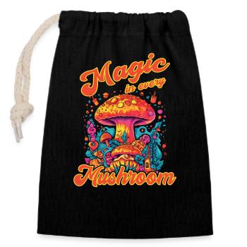 Magic Mushroom Psychedelic Art - Closable cotton gift bag (14x20cm) - black - Front
