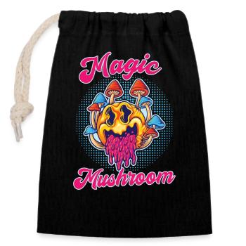 Magic Mushroom Psychedelic Art - Closable cotton gift bag (14x20cm) - black - Front