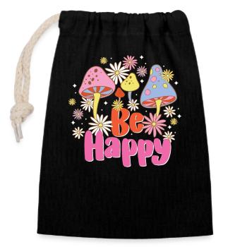 Magic Mushroom Psychedelic Art - Closable cotton gift bag (14x20cm) - black - Front