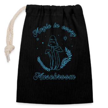 Magic Mushroom Psychedelic Art - Closable cotton gift bag (14x20cm) - black - Front
