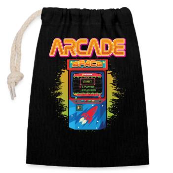 Arcade Machine Spieler Videospiel Spiele Streamer - Verschließbarer Geschenkbeutel aus Baumwolle (14x20cm) - Schwarz - Vorne
