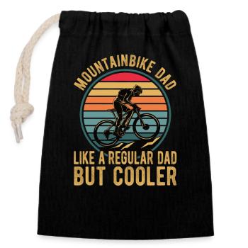Papa VTT Comme un Papa Ordinaire Mais Plus Cool - Sac cadeau en coton avec cordon (14 x 20 cm) - noir - Devant