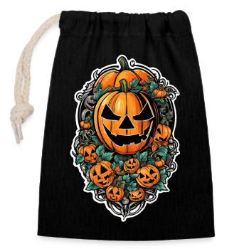 Halloween - Kürbis - Angst - Verschließbarer Geschenkbeutel aus Baumwolle (14x20cm) - Schwarz - Vorne