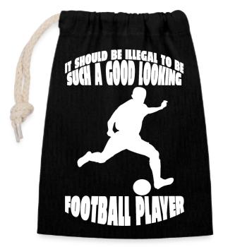 Football Club Football Design Football Joueur de Football - Sac cadeau en coton avec cordon (14 x 20 cm) - noir - Devant