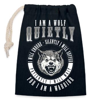 Wolf Nordisch Mond - Verschließbarer Geschenkbeutel aus Baumwolle (14x20cm) - Navy - Vorne