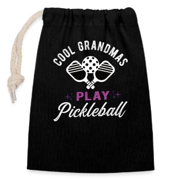 Pickle Ball Pickleball - Sac cadeau en coton avec cordon (14 x 20 cm) - noir - Devant