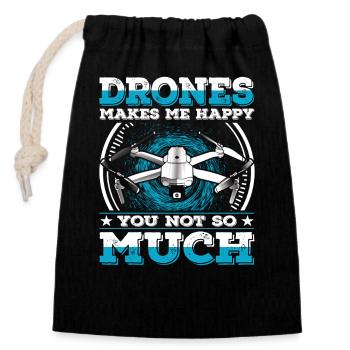 Les drones me rendent heureux Tu n’as pas tellement de drone - Sac cadeau en coton avec cordon (14 x 20 cm) - noir - Devant