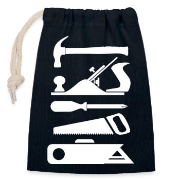 Outils menuiserie Menuisier - Sac cadeau en coton avec cordon (14 x 20 cm) - bleu marine - Devant