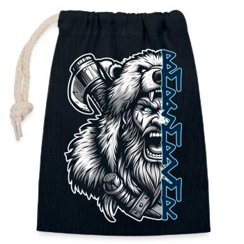 Berserker with Runes - Closable cotton gift bag (14x20cm) - navy - Front