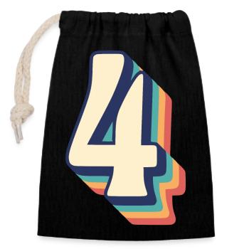 Vintage Retro T-Shirt Number Four 4 Vier Quattro - Closable cotton gift bag (14x20cm) - black - Front