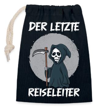 Der letzte Reiseleiter Sensenmann - Verschließbarer Geschenkbeutel aus Baumwolle (14x20cm) - Navy - Vorne