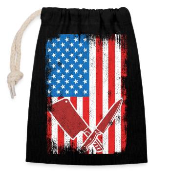 US Flagge Schlachter - Verschließbarer Geschenkbeutel aus Baumwolle (14x20cm) - Schwarz - Vorne