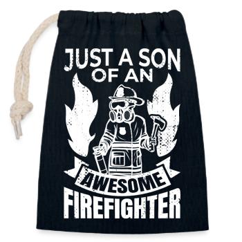 Firefighter Son - Closable cotton gift bag (14x20cm) - navy - Front