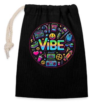 Retro Vibe: Neon Buzz - Closable cotton gift bag (14x20cm) - black - Front