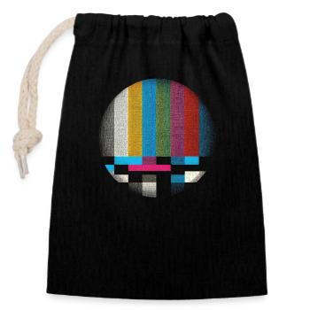 Retro Screen Vibes - Closable cotton gift bag (14x20cm) - black - Front