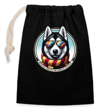 Élégant Husky Pizzazz - Sac cadeau en coton avec cordon (14 x 20 cm) - noir - Devant