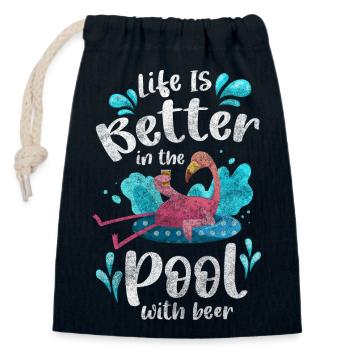 Pool Swimming Summer Alcohol - Closable cotton gift bag (14x20cm) - navy - Front