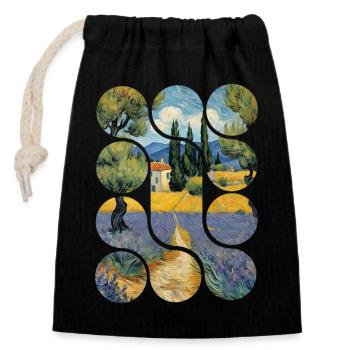 Conception de paysage artistique vintage - Sac cadeau en coton avec cordon (14 x 20 cm) - noir - Devant