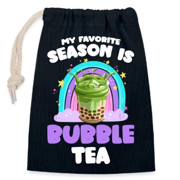 Boba Pearl Milk Iced Tea - Closable cotton gift bag (14x20cm) - navy - Front