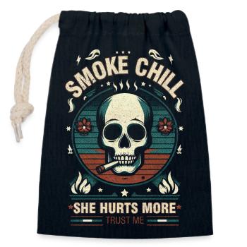 Smoke Chill Design Sagesse et style décontractés - Sac cadeau en coton avec cordon (14 x 20 cm) - bleu marine - Devant