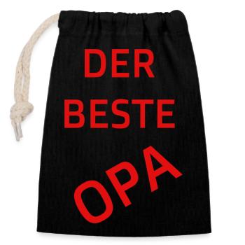Der beste Opa - Verschließbarer Geschenkbeutel aus Baumwolle (14x20cm) - Schwarz - Vorne