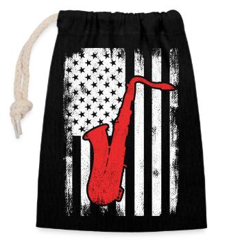 Patriotic US saxophonist - Closable cotton gift bag (14x20cm) - black - Front