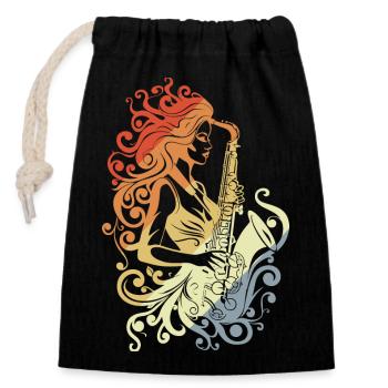 Vintage Saxophone Player - Closable cotton gift bag (14x20cm) - black - Front