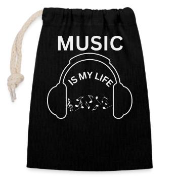 Music is my Life - Verschließbarer Geschenkbeutel aus Baumwolle (14x20cm) - Schwarz - Vorne