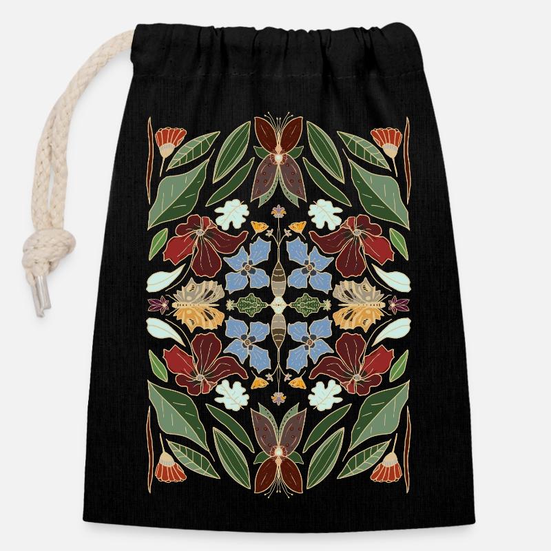 Mon cher jardin - Sac cadeau en coton avec cordon (14 x 20 cm) - noir
