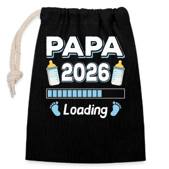 Papa 2026 Loading Mama Papa Eltern Sohn Tochter - Verschließbarer Geschenkbeutel aus Baumwolle (14x20cm) - Schwarz - Vorne