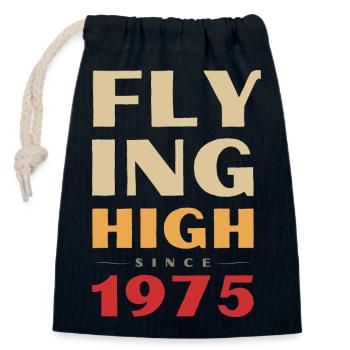 Flying high since 1975 - Closable cotton gift bag (14x20cm) - navy - Front