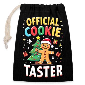 Official Cookie Button - Closable cotton gift bag (14x20cm) - black - Front