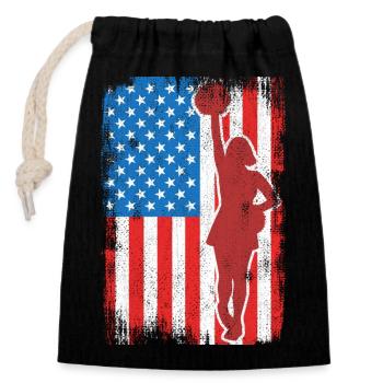 USA Patriotic Cheerleader - Closable cotton gift bag (14x20cm) - black - Front