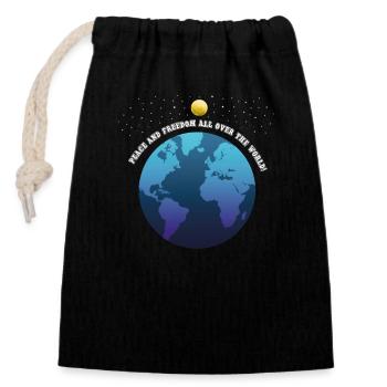 Peace Freedom All Over The World. - Closable cotton gift bag (14x20cm) - black - Front
