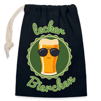 lecker Bierchen - Verschließbarer Geschenkbeutel aus Baumwolle (14x20cm) - Navy - Vorne