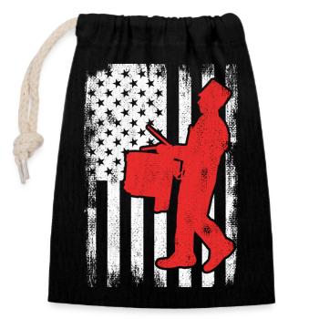 USA Patriotic drummer - Closable cotton gift bag (14x20cm) - black - Front
