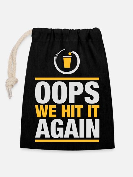 Bier Pong again - Verschließbarer Geschenkbeutel aus Baumwolle (14x20cm) - Schwarz